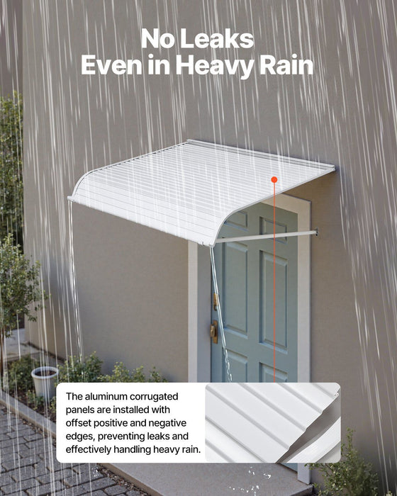 Aluminum Awning 1219 × 1066 mm, Durable Window Awning Door Canopy, Lightweight and Stable Aluminum Exterior Awnings Rain Snow Sunlight Protection for Door Entrance Windows Patio Porch