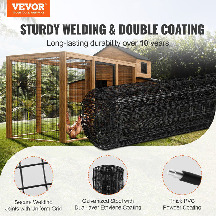 Hardware Cloth, 36'' x 50' Galvanized Wire Mesh Roll, 16 Gauge Chicken Wire Fence Roll, Vinyl Coating Metal Wire Mesh for Chicken Coop Barrier, Rabbit Snake Fences, Poultry Enclosures