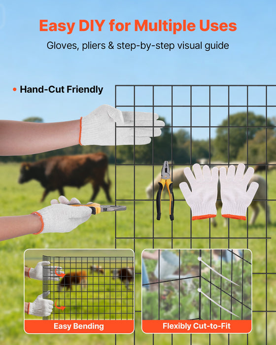 VEVOR Farm Fence,  122cm x 15.2m, 2 x 4 in Mesh 14 Gauge Galvanized Steel Wire Fencing for Cattle, Hog & Sheep , Heavy Duty Vinyl Coated Livestock Fence for Animal Enclosures, Cage Wire, Garden Fences