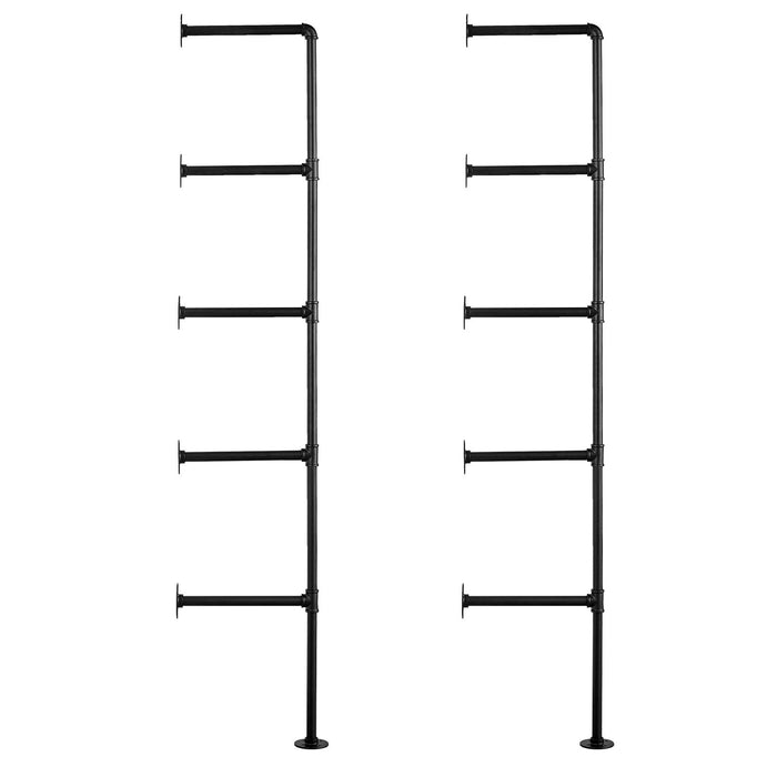 VEVOR Industrial Pipe Shelf, 5 Tier 2PCS, 9.84in Applicable Board Width Wall-Mount Floating Rustic Wood Shelves Bracket Bookshelf,Storage Holder for Kitchen Bedroom Bathroom, (Planks NOT Included)