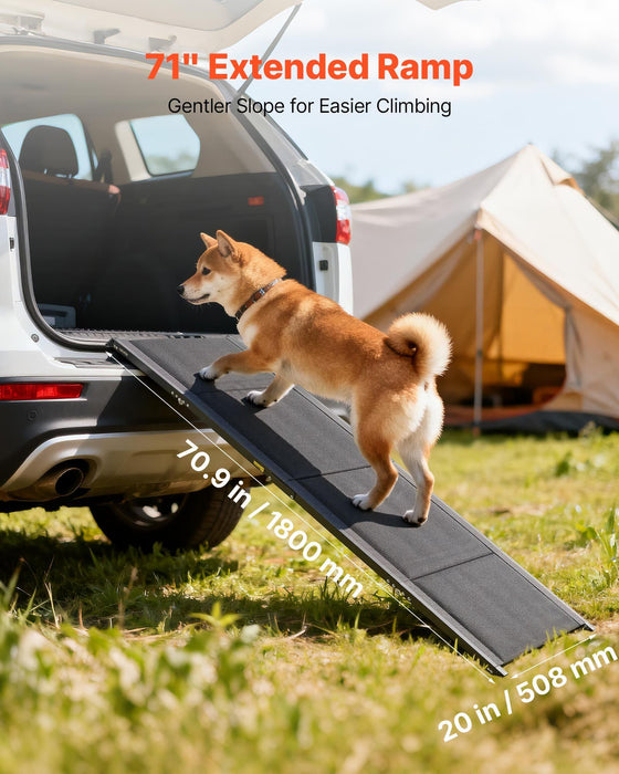 Dog Ramp for Cars, 1800 × 508 mm, Folding Pet Ramps for Medium & Large Dogs up to 113 kg, Pet Stair Ramp with Non-Slip Oxford Fabric Surface, Portable Outdoor Dog Car Ramps for SUV & Truck
