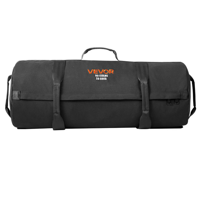VEVOR Workout Sandbag, Heavy Duty Workout Power Bags with Handles, 23-56 kg Adjustable Slam Bag for Fitness Strength Weight Training Cross-Training, Home Gym Exercise, Black (Unfilled)