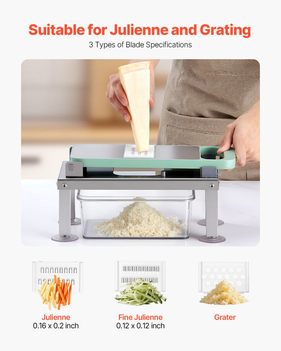 VEVOR Vegetable Chopper Mandoline Slicer, All-in-1 Food Veggie Cutter with 8 Stainless Steel Blades, Cheese Grater Onion Potato Salad Dicer with Container,Kitchen Gadgets&Essentials Home Appliances
