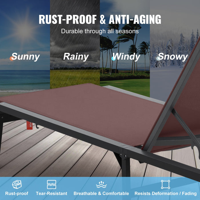 VEVOR Chaise Lounge Chair Outdoor Patio Lounge Chair Adjustable 5-Position 2 pcs