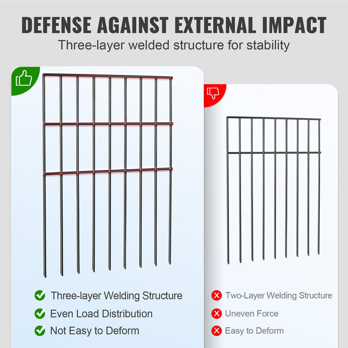VEVOR Garden Fence, No Dig Fence 44(H)x33(L)cm Animal Barrier Fence, Underground Decorative Garden Fencing with 3.81 cm Spike Spacing, Metal Dog Fence for the Yard and Outdoor Patio, 28 Pack