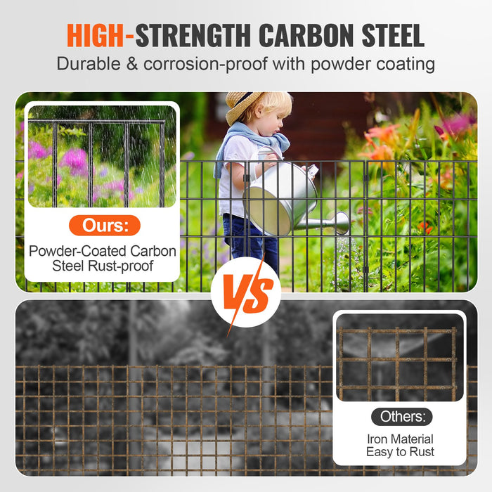 VEVOR Garden Fence, No Dig Fence 44(H)x33(L)cm Animal Barrier Fence, Underground Decorative Garden Fencing with 3.81 cm Spike Spacing, Metal Dog Fence for the Yard and Outdoor Patio, 28 Pack