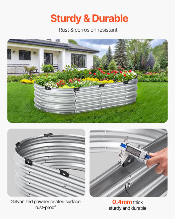 VEVOR Metal Raised Garden Bed 4x2x1 ft Outdoor Galvanized Planter Box Silver
