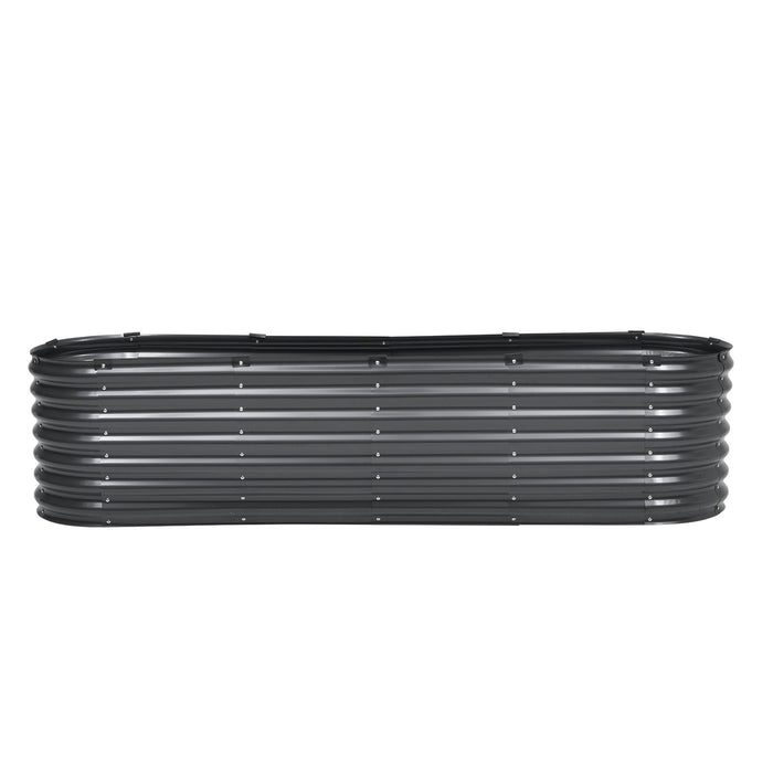 VEVOR Metal Raised Garden Bed, 8 x 2 x 2 ft Outdoor Galvanized Planter Box, with Open Bottom, Large Oval Planter Raised Bed for Gardening Vegetables, Flowers, Herbs, and Succulent Plants, Dark Gray