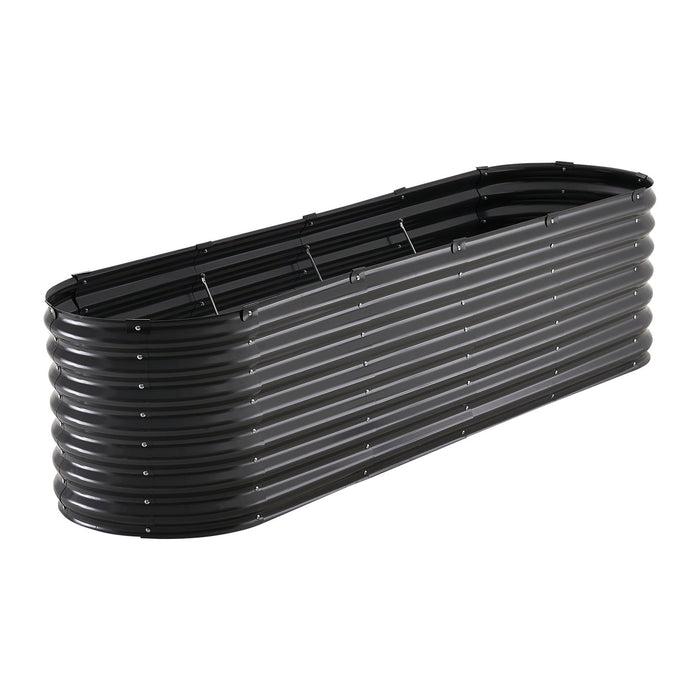 VEVOR Metal Raised Garden Bed, 8 x 2 x 2 ft Outdoor Galvanized Planter Box, with Open Bottom, Large Oval Planter Raised Bed for Gardening Vegetables, Flowers, Herbs, and Succulent Plants, Dark Gray
