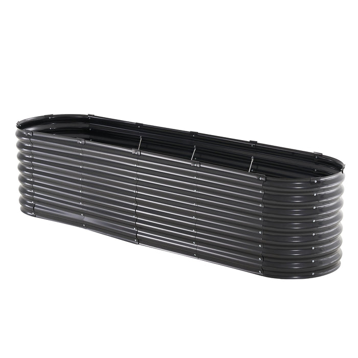 VEVOR Metal Raised Garden Bed, 8 x 2 x 2 ft Outdoor Galvanized Planter Box, with Open Bottom, Large Oval Planter Raised Bed for Gardening Vegetables, Flowers, Herbs, and Succulent Plants, Dark Gray