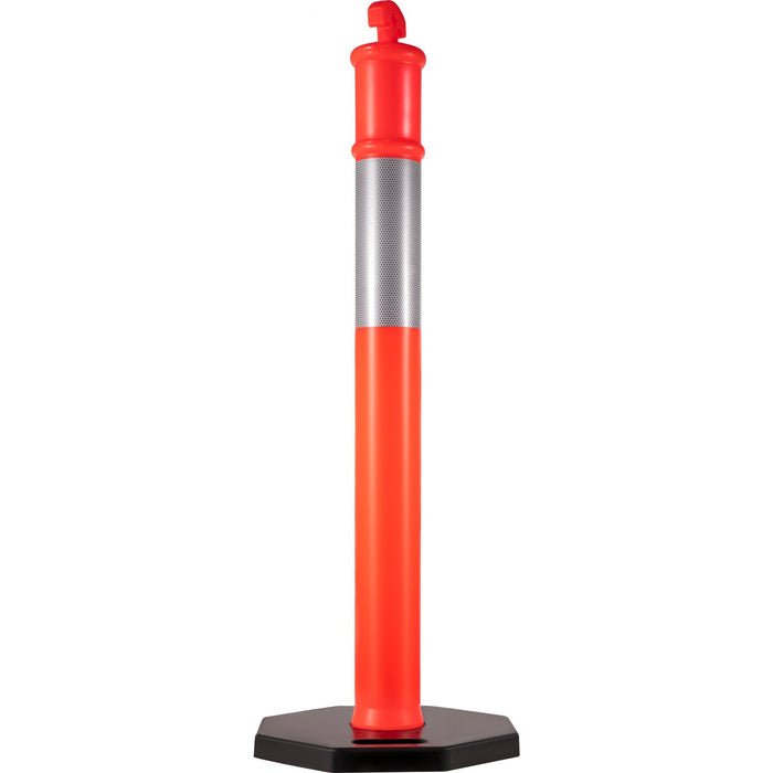VEVOR 6Pack Traffic Delineator Posts 44 Inch Height, PE Delineator Cones Post Kit 10 inch Reflective Band, Delineators Post with Rubber Base 16 inch for Construction Sites, Facility Management etc.