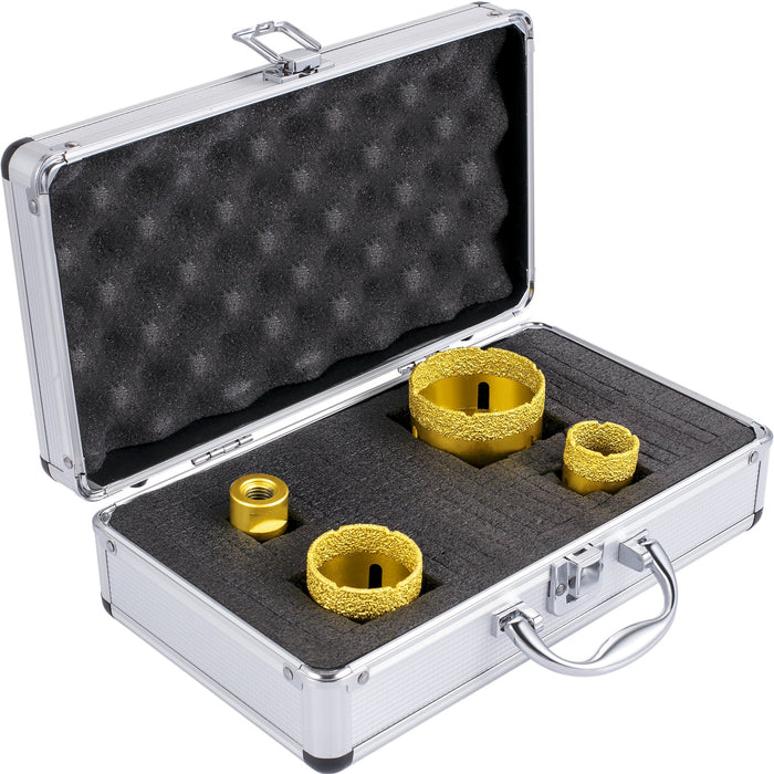 VEVOR Diamond Drill Bits 4PCS Diamond Hole Saw 25/35/50/68mm Tile Hole Saw Kit Vacuum Brazed Diamond Drill Bit 0.59in/15mm Segment Tile Hole Saw w Storage Case for Tile Ceramic Porcelain Marble Stone