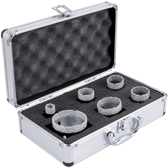VEVOR Diamond Drill Bits 6PCS Diamond Hole Saw 20/35/40/50/55/68mm Tile Hole Saw Kit Vacuum Brazed Diamond Drill Bit 0.59in/15mm Segment Tile Hole Saw w Storage Case for Tile Ceramic Porcelain Marble
