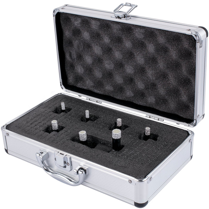 VEVOR Diamond Drill Bits 7PCS Diamond Hole Saw 6/6/8/8/10/12/14mm Tile Hole Saw Kit Vacuum Brazed Diamond Drill Bit 0.59in/15mm Segment Tile Hole Saw w Storage Case for Tile Ceramic Porcelain Marble