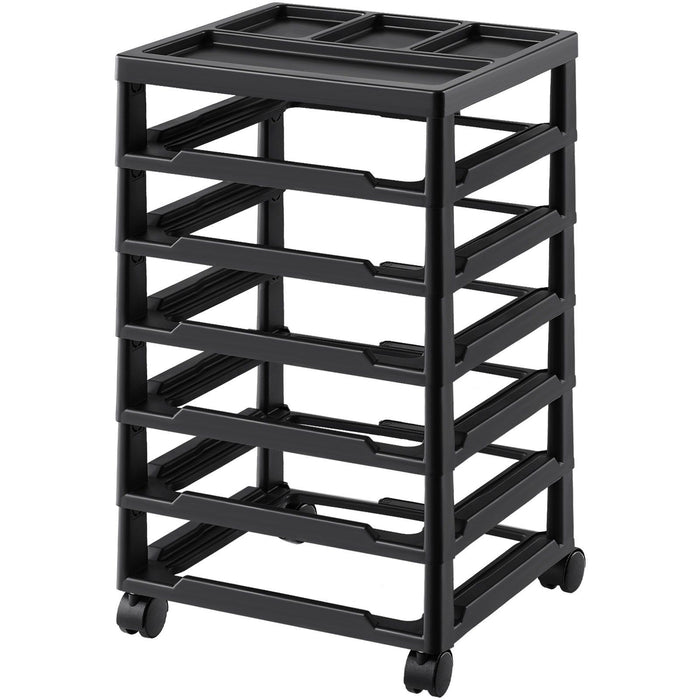 Scrapbook Rolling Storage Cart, 6-Tier Large Capacity with Organizer Top, Black Frame with 4 Removable Wheels, PP Material Cart Only, Rolling Craft Storage for Office Arts and Crafts Supplies