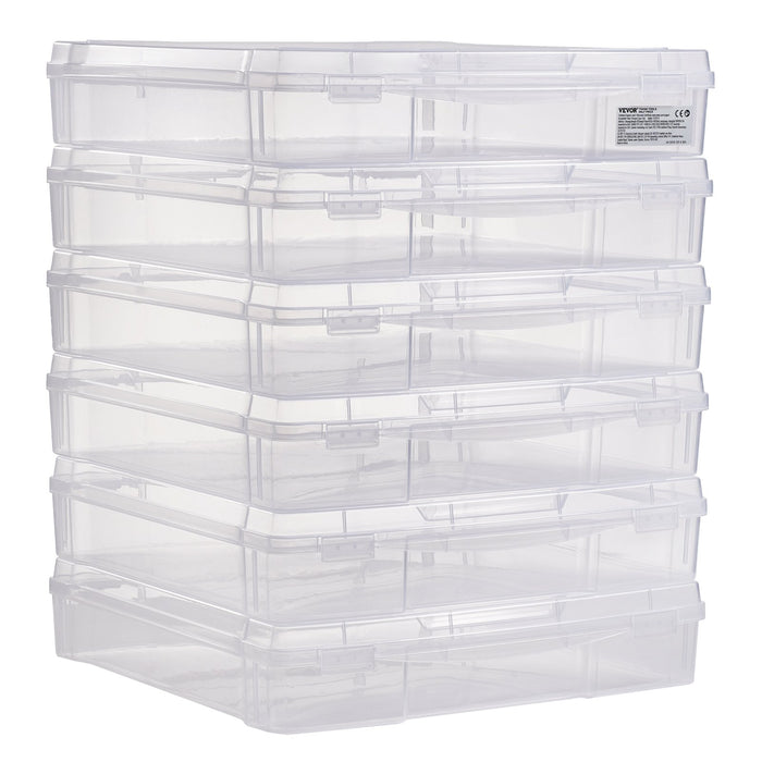 Scrapbook Paper Storage 6 Pack Stackable Plastic Board Game Boxes Clear Case