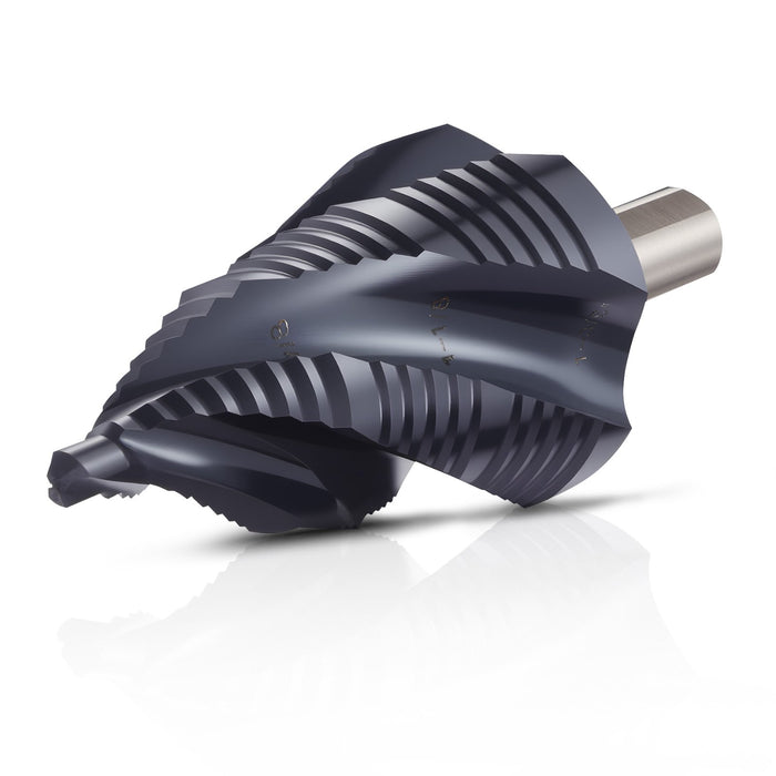 VEVOR Step Drill Bit, 4.76 to 34.93 mm, 9.53 mm Triangular Shank, TiAlN Coating Cobalt High Speed Steel, Four Spiral Flute Step Bit for Metal, Stainless Steel, Aluminum, Wood, Plastic, Fiberglass