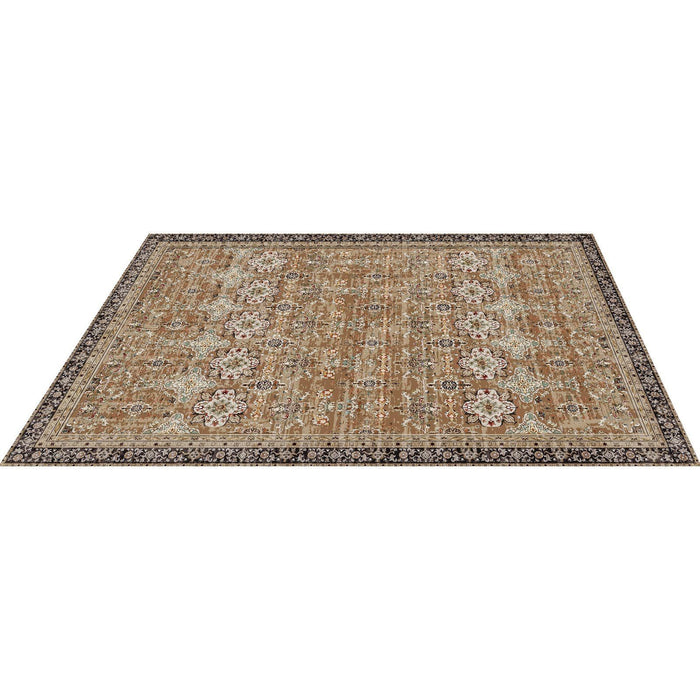 Area Rug, 2438.4 x 3048 mm Large Washable Rug, Non-Slip & Tear-Resistant Soft Carpet, Pet & Child Friendly Vintage Area Rugs, Indoor Mat for Bedroom, Living Room, Kids Room, Office, Brown Green