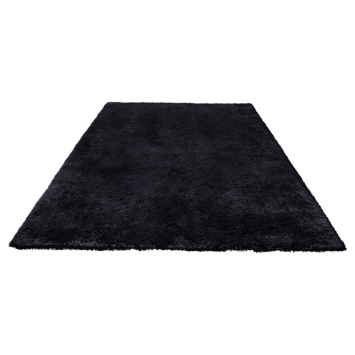 Indoor Plush Area Rugs, 2.44 x 3.05m Soft Plush Carpet, Furry Shag Area Rugs for Living Room, Bedroom, Sunroom, Modern Home Decor Aesthetic, Non-Shedding, Non-Woven, Slip-Resistant, Black