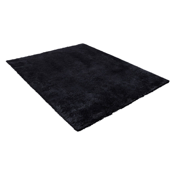 Indoor Plush Area Rugs, 2.44 x 3.05m Soft Plush Carpet, Furry Shag Area Rugs for Living Room, Bedroom, Sunroom, Modern Home Decor Aesthetic, Non-Shedding, Non-Woven, Slip-Resistant, Black