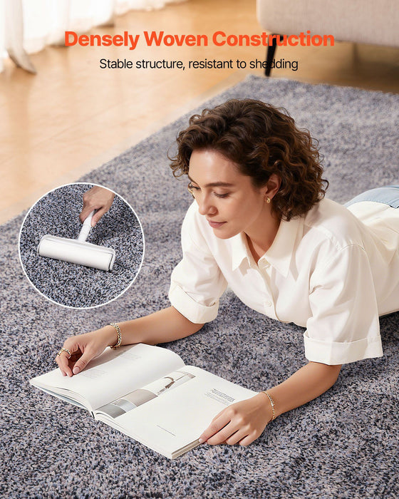 Indoor Plush Area Rugs, 2.44 x 3.05m Plush Carpet, Area Rugs Furry with Long Plushs Pile, Thick & Durable High-Pile Rug for High-Traffic Areas, Non-Shedding & Non-Slip Backing, Blue-Gray