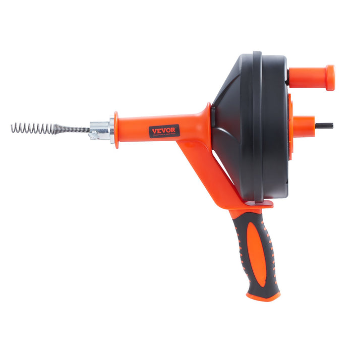 VEVOR Drain Auger 25ft 1/4in Drum Plumbing Drain Snake Clog Remover Manual-feed