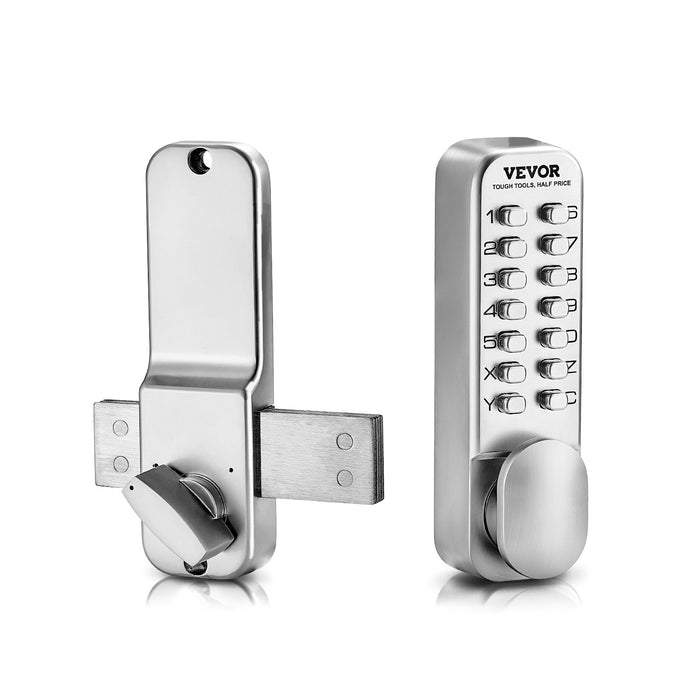 VEVOR Mechanical Keyless Entry Door Lock, 14 Key Mechanical Door Lock, Mechanical Keypad Door Lock with Adjustable Thumb Knob, Single-Side Zinc Alloy Waterproof Keyless Gate Lock, for Home Office