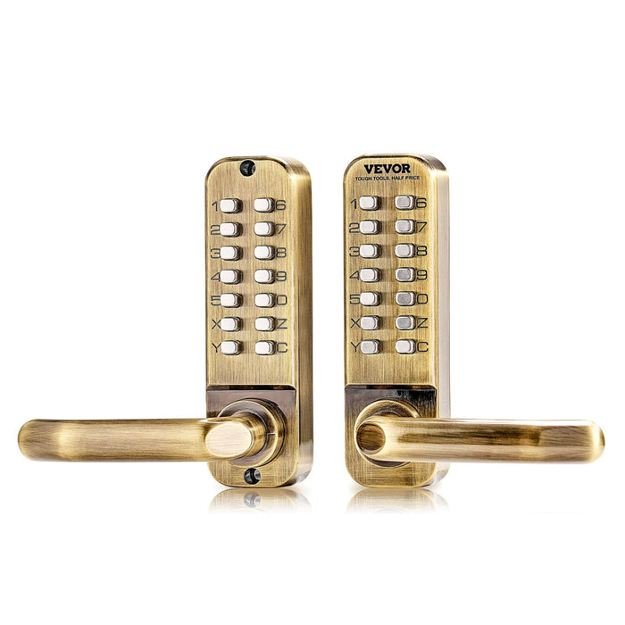 Mechanical Keyless Entry Door Lock, 14 Key Mechanical Door Lock, Mechanical Keypad Door Lock with Handle, Double-Sided Stainless Steel Waterproof Keyless Gate Lock, for Home Office Fence Garage
