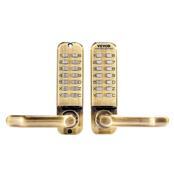 Mechanical Keyless Entry Door Lock, 14 Key Mechanical Door Lock, Mechanical Keypad Door Lock with Handle, Double-Sided Stainless Steel Waterproof Keyless Gate Lock, for Home Office Fence Garage