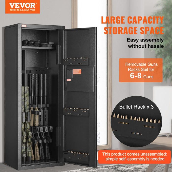 6-8 Rifles Gun Safe, Rifle Safe with Lock & Digital Keypad, Quick Access Tall Gun Storage Cabinet with Removable Shelf, Rifle Cabinet for Home Rifle and Shotguns