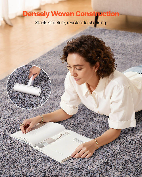 Indoor Plush Area Rugs, 2.74 x 3.66 m Plush Carpet, Area Rugs Furry with Long Plushs Pile, Thick & Durable High-Pile Rug for High-Traffic Areas, Non-Shedding & Non-Slip Backing, Blue-Gray
