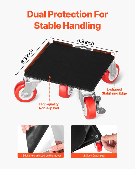 VEVOR Furniture Dolly Heavy Duty Furniture Mover with 5 Wheels 1575 kg Capacity