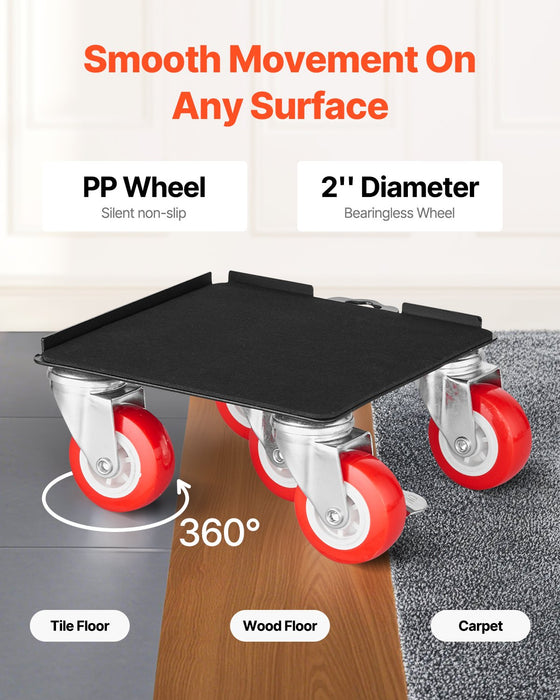 VEVOR Furniture Dolly Heavy Duty Furniture Mover with 5 Wheels 1575 kg Capacity