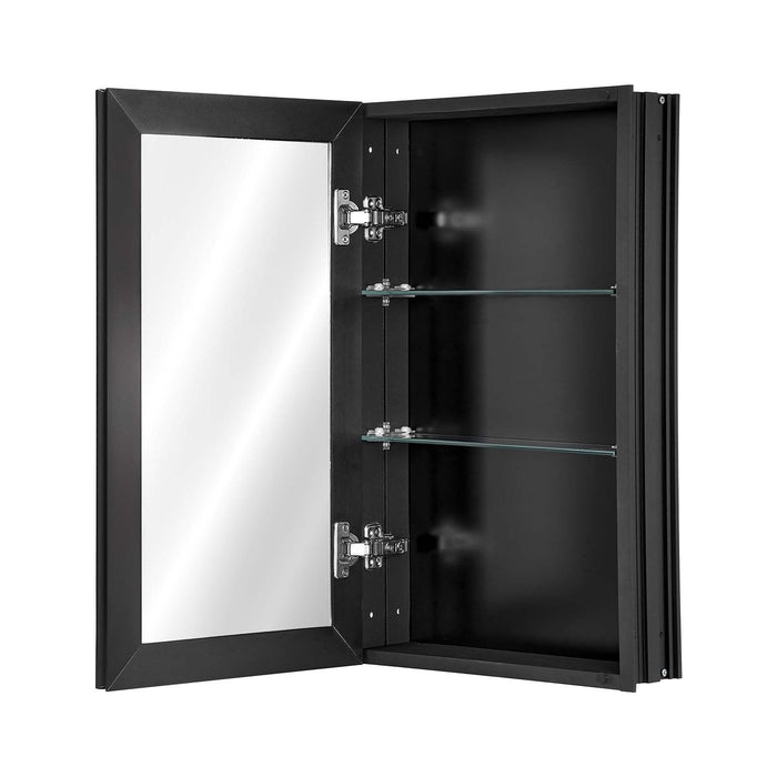 Medicine Cabinet, 14 x 24 inches, Medicine Cabinet for Bathroom with Mirror,  Aluminum Frame Bathroom Wall Cabinet, 2-layer Adjustable Shelves, Recessed & Wall-mounted Installation