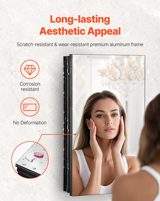 Medicine Cabinet, 14 x 24 inches, Medicine Cabinet for Bathroom with Mirror,  Aluminum Frame Bathroom Wall Cabinet, 2-layer Adjustable Shelves, Recessed & Wall-mounted Installation
