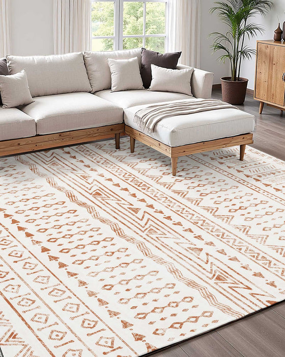 Area Rug, 1524x2438.4mm Large Washable Rug, Non-Slip Tear-Resistant Soft Carpet, Pet & Child Friendly Modern Area Rugs, Indoor Mat for Bedroom, Office, Living Room, Kids Room, Entryway, Beige