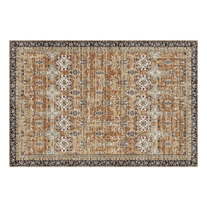 Area Rug, 1828.8x2743.2mm Large Washable Rug, Non-Slip Tear-Resistant Soft Carpet, Pet & Child Friendly Vintage Area Rugs, Indoor Mat for Bedroom, Living Room, Kids Room, Entryway, Brown Green
