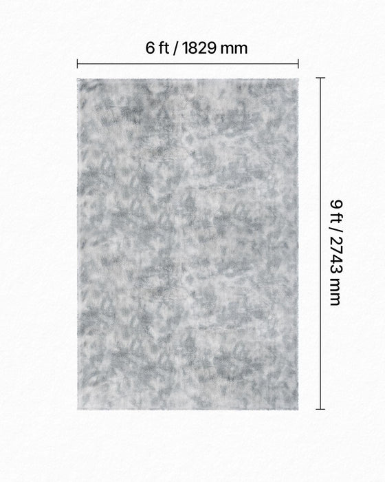 Indoor Plush Area Rugs, 1.83x2.74 m Soft Plush Carpet, FFurry Shag Area Rugs for Living Room, Bedroom, Modern Home Decor Aesthetic Long-Pile Rug, Non-Shedding, Slip-Resistant, Tie-Dye Light Gray