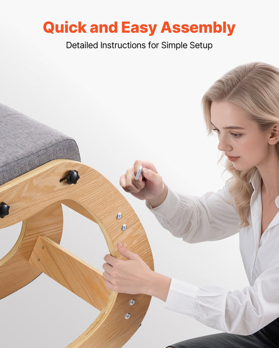 Ergonomic Kneeling Chair, Wooden Posture Knee Chair with Adjustable Thick Foam Cushions & Solid Wood Frame, Adjustable Height, Relief for Neck or Back Pain for Home, Office or Meditation, Gray