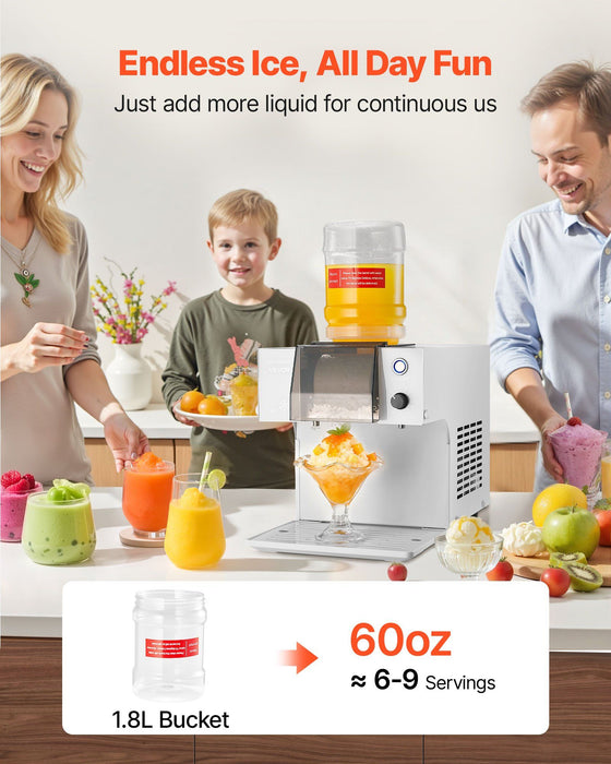 Snowflake Ice Machine, 80KG/24H Snowflake Ice Maker, Ice-Shaver Machine with Stainless Steel Blade, Electric Snow Cone Maker with 1.8L Tank, 90S Fast Pre-Cooling, for Home & Small Gatherings