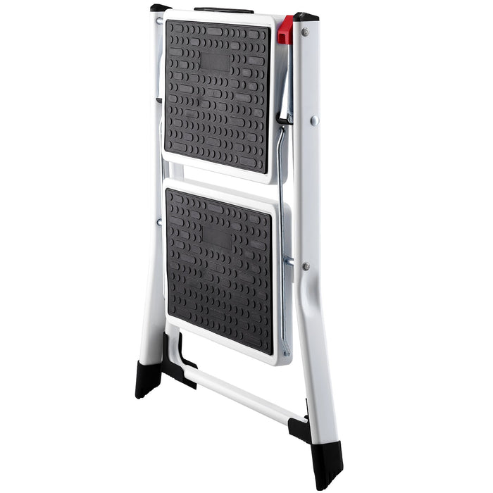 VEVOR Step Ladder 2-Step 150kg Capacity, Ergonomic Folding Steel Step Stool with Wide Anti-Slip Pedal, Sturdy Step Stool for Adults Toddlers, Multi-Use for Household, Kitchen, Office, RVs