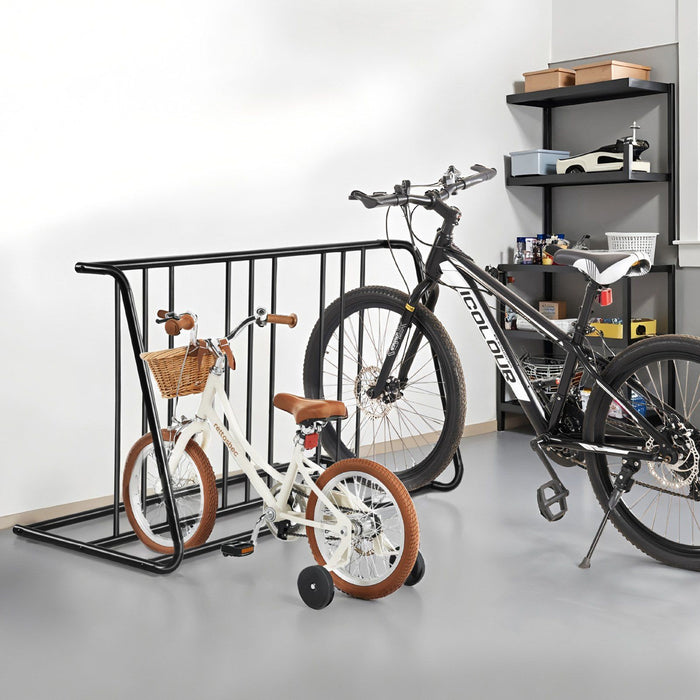 Bike Rack, Fits Tire Width 3 Inch/76.2 mm, Carbon Steel Double-Sided Grid Bike Rack Stand, Freestanding Bicycle Storage Holder for Curbside, Garage, Indoor, Outdoor Parking, 6-Bicycle Capacity