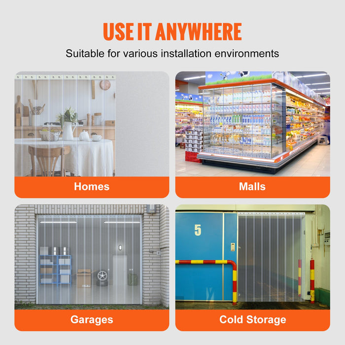 VEVOR Strip Curtain, 3048 cm L x 30.5 cm W x 3 mm Thickness, Clear Ribbed PVC Curtain Strip Door Bulk Roll, Plastic Door Strips for Doorway of Supermarket, Garage, Warehouse, Barn, Pet Animal House