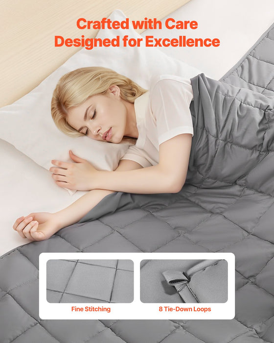 VEVOR Weighted Blanket, 11 kg, 2235 x 2640 mm King Size, Cooling Breathable Heavy Blanket with Glass Beads, All-Season Use, Suitable for 113-140 kg Adults, Anxiety Stress Relief, Improve Sleep, Grey