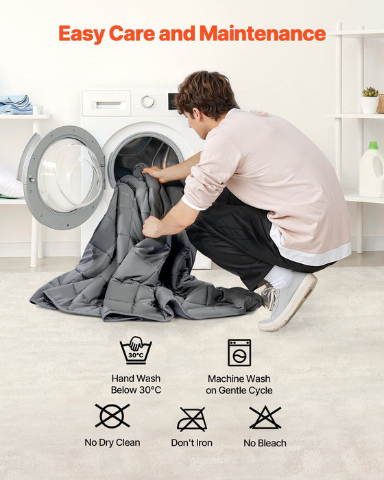 Weighted Blanket, 11 kg, 1524 x 2032 mm Queen Size, Cooling Breathable Heavy Blanket with Glass Beads, All-Season Use, Suitable for 113-140 kg Adults, Anxiety Stress Relief, Improve Sleep, Grey