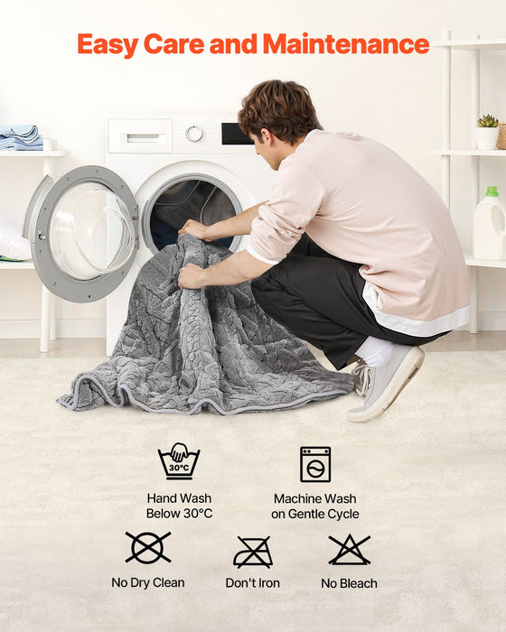 VEVOR Weighted Blanket, 9 kg, 1524 x 2032 mm Queen Size, Sherpa Fleece Heavy Blanket with Glass Beads, Soft Warm Cozy Fluffy Touch, for 90-113 kg Adults, Anxiety Stress Relief, Improve Sleep, Grey