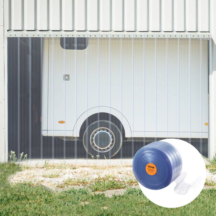 VEVOR Strip Curtain, 2286 cm L x 20 cm W x 2 mm Thickness, Clear Ribbed PVC Curtain Strip Door Bulk Roll, Plastic Door Strips for Doorways of Supermarket, Garage, Warehouse, Barn, Pet Animal House