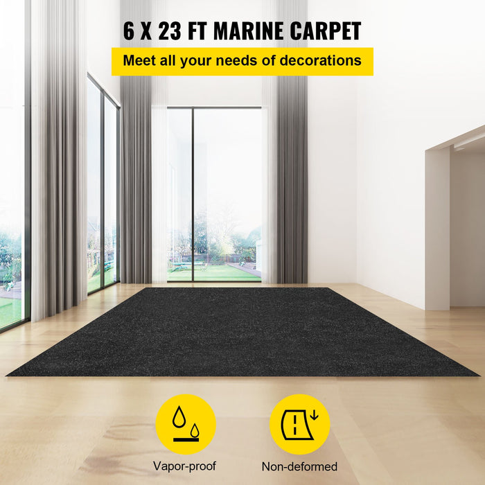 VEVOR Marine Carpet, 6 x 23 ft Boat Carpeting, Charcoal Black Marine Grade Boat Carpet, Indoor/Outdoor Marine Carpeting with Water-proof TPR Backing, Water-proof Carpet Roll for Home, Patio, Porch, De