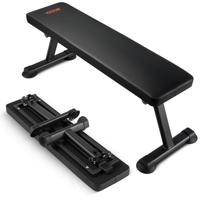 VEVOR Flat Weight Bench, Foldable Strength Training Bench, Utility Workout Bench for Full Body Workout, 1000 LBS Press Bench for Home Gym Exercise, for Multi-Purpose Weight Training and Ab Exercises
