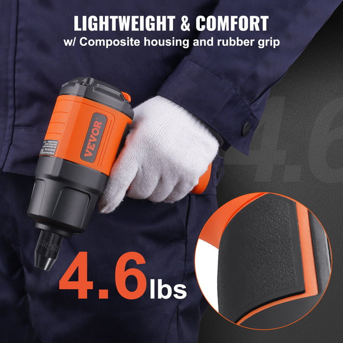 VEVOR 1/2-Inch Air Impact Wrench, High Torque Up to 1400 ft-lbs, Lightweight 4.6 lb Design Pneumatic Impact Gun with 11-PCS 1/2-Inch Drive CR-V Steel Impact Socket Set & Carrying Case